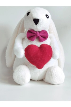 Pufline Kalp Tutan Hediyelik Uzun Kulak Peluş Tavşan Bunny (45 Cm) 